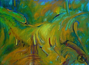 " W bajecznym ogrodzie" 
50 cm x 70 cm pastel olejny 1996