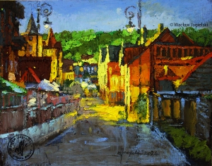 "Bajkowe miasteczko mojej młodości - Świerad&oacute;w Zdr&oacute;j" 18 cm x 24 cm olej 2026