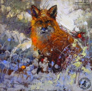"Podejrzany rudzielec" 
23 cm x 23 cm olej 2025