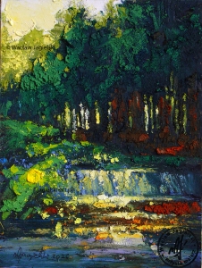 "Wodospad na Kwisie II" 
24 cm x 18 cm olej 2026