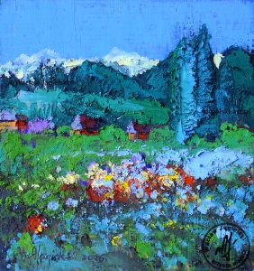 "Tatrzańskie niezapominajki" 
11 cm x 11 cm olej 2026