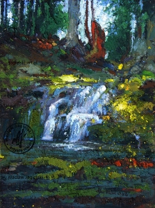 "Łomniczański wodospad" 
24 cm x 18 cm olej 2026