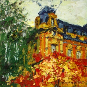 "Nowosądeckie lato" 11 cm x 11 cm olej 2023